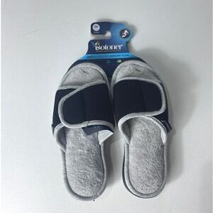 Isotoner Womens Memory Foam Slide Slippers Black Gray Size SM 6.5-7 NWT